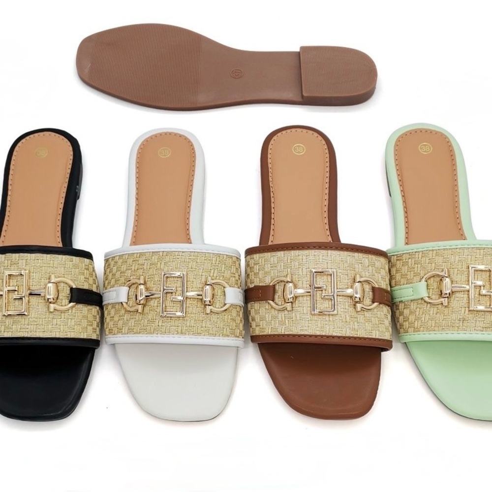 Angels Women's Slide Sandals - Black, White, Brown, Mint